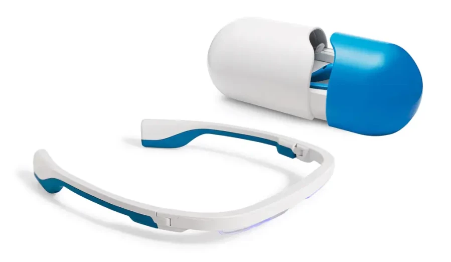 Lunettes AYO en version blanche et bleue